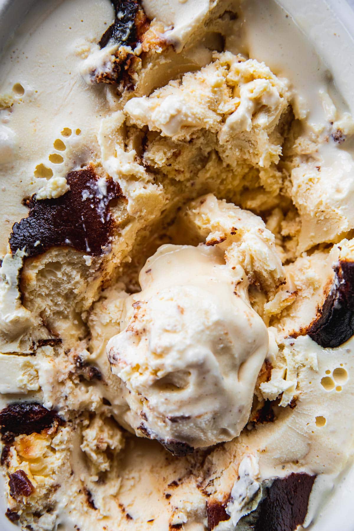 Close up of Burnt Basque Cheesecake gelato