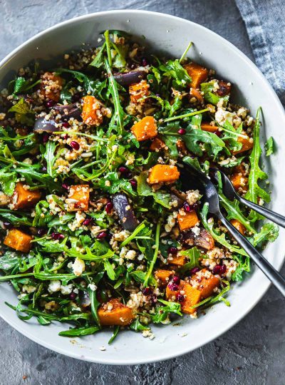 Roast Pumpkin Salad With Quinoa Feta And Pomegranate