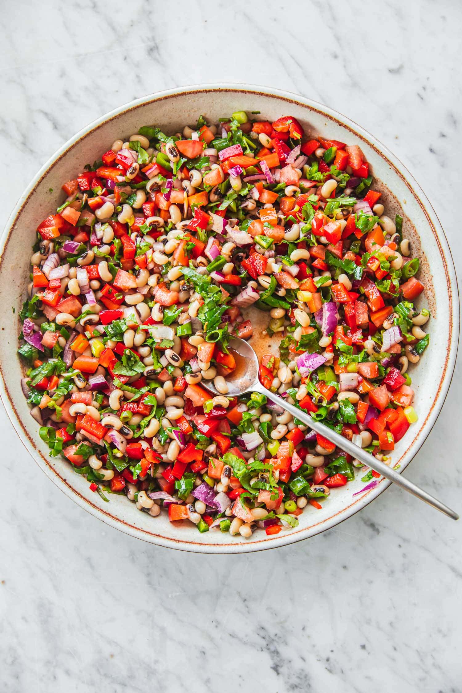 Texas Caviar salsa mixed and ready to be served