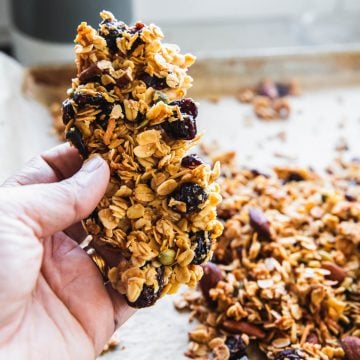 Homemade healthy granola chunks or clusters.