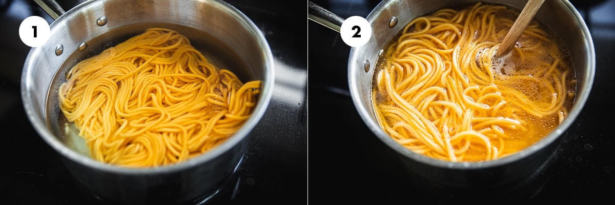 Cook hokkien noodles according to packet instructions in boiling water.