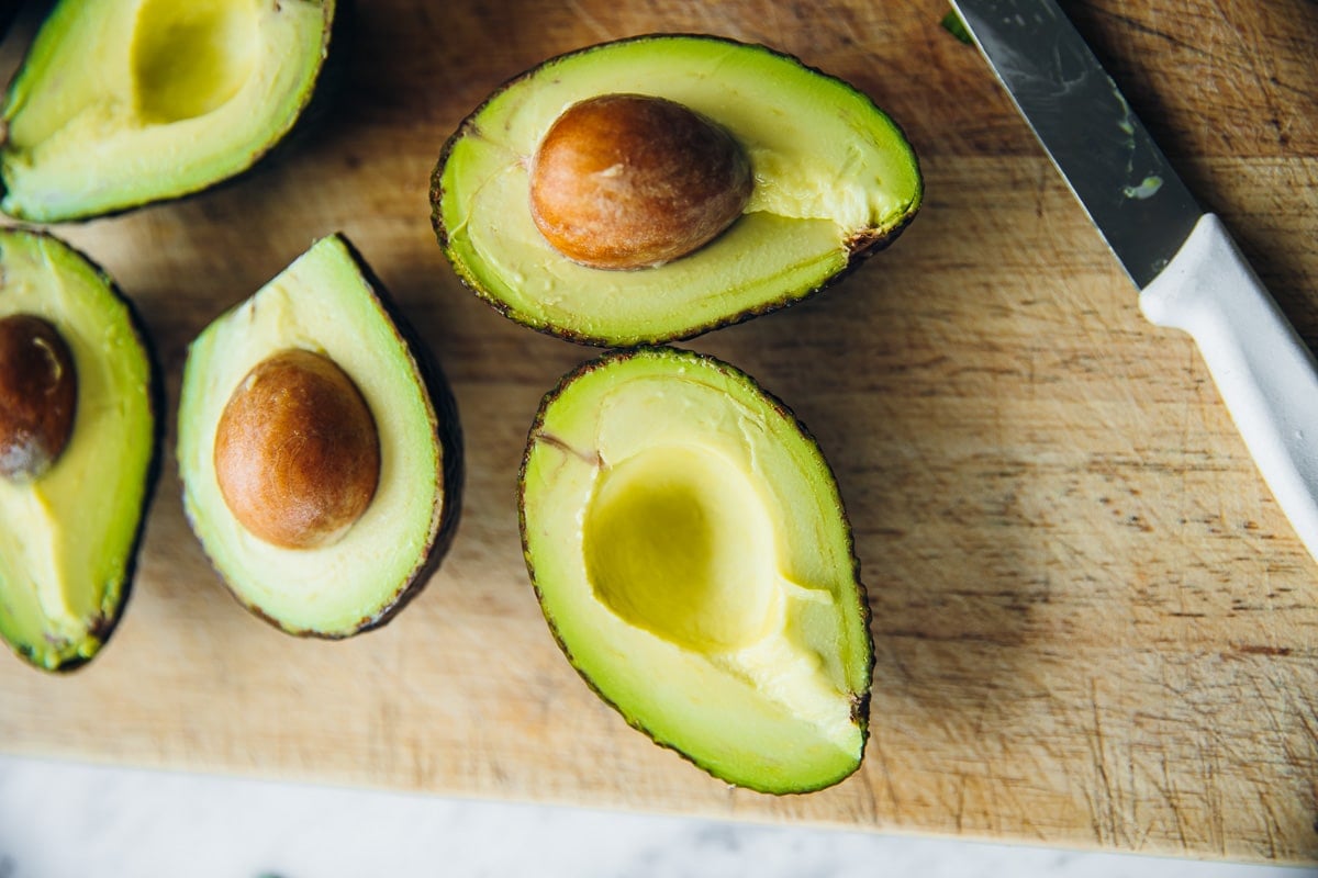 Prepping Hass Avocados for a Green Avocado Salad. 