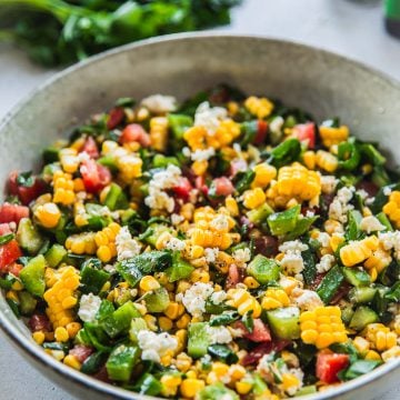 Feta Corn Salad in a bowl.