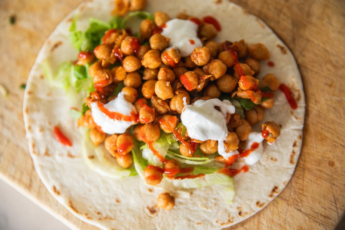 Sauteed Spicy Chickpeas Taco.