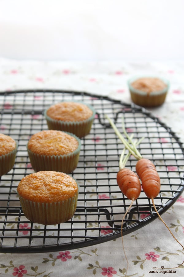 Mini Carrot Muffins on a Wire Rack